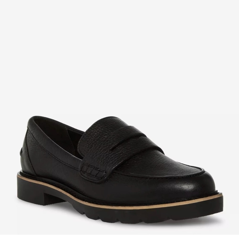 Blondo Black Leather Lugged Slip-On waterproof Loafers